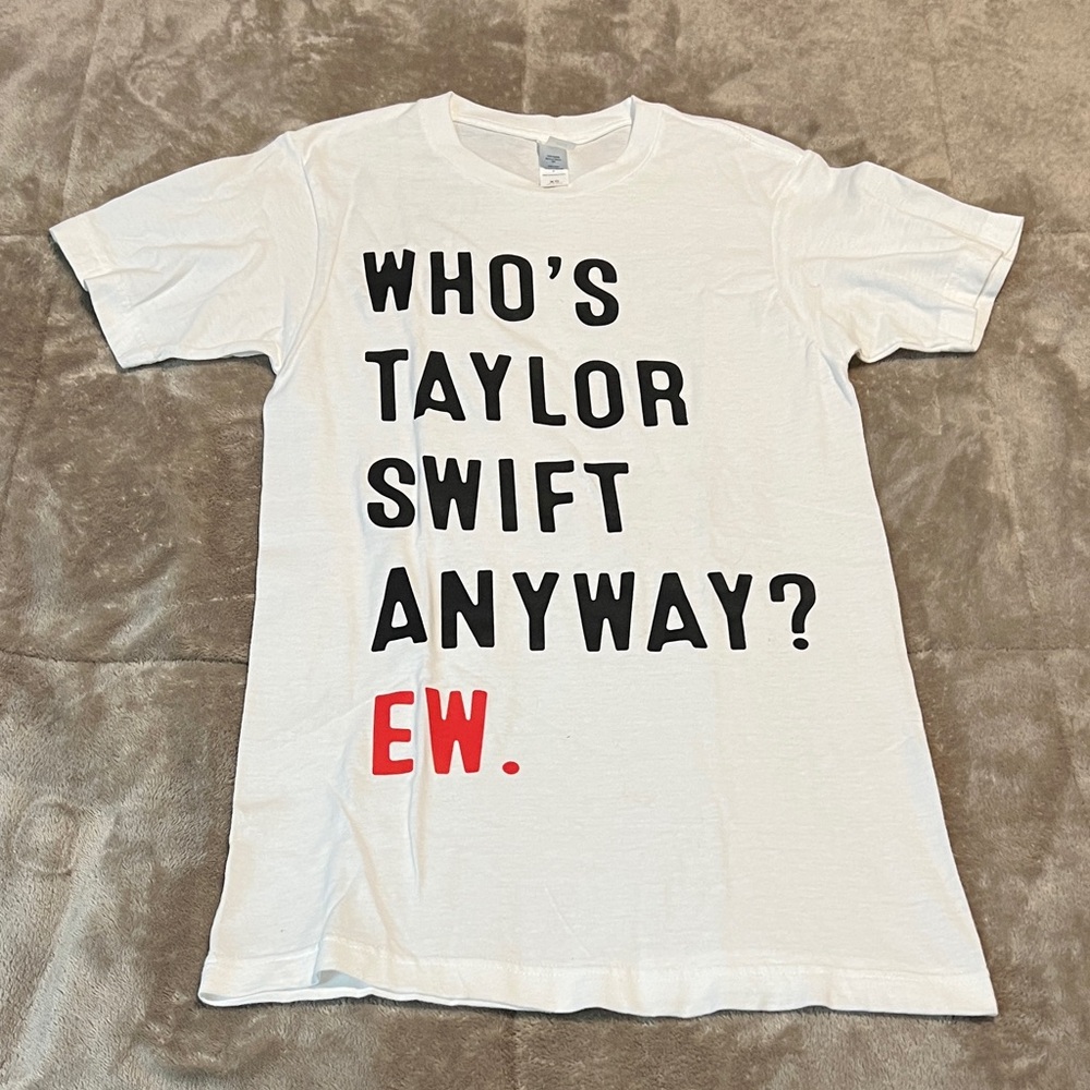 White Taylor Swift T-Shirt with Bold Text